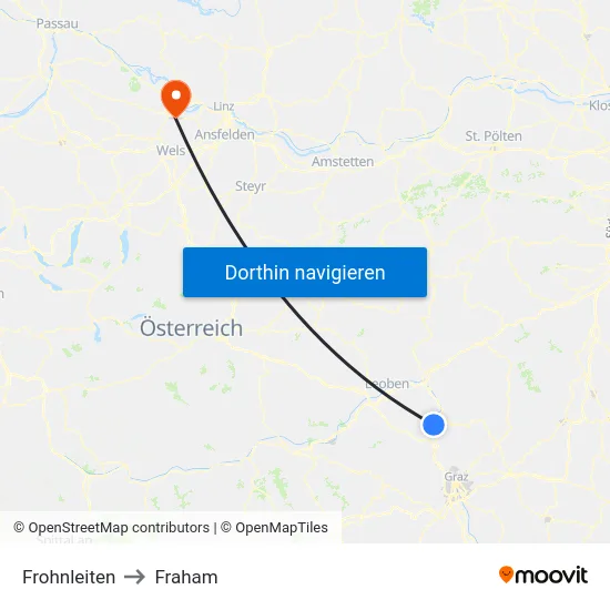 Frohnleiten to Fraham map