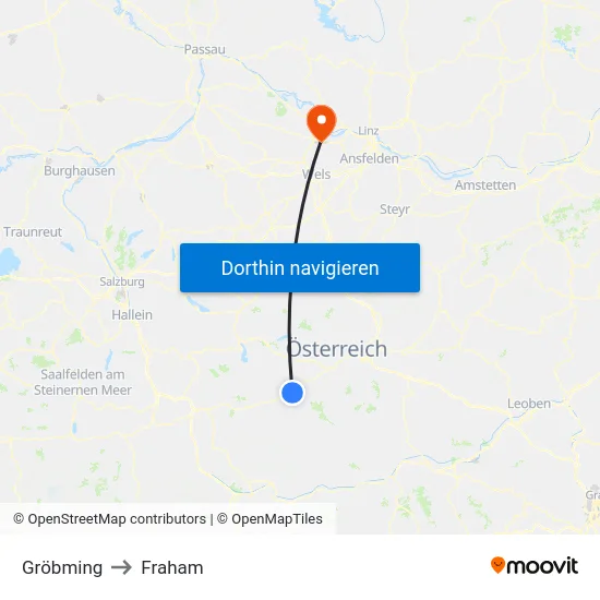 Gröbming to Fraham map