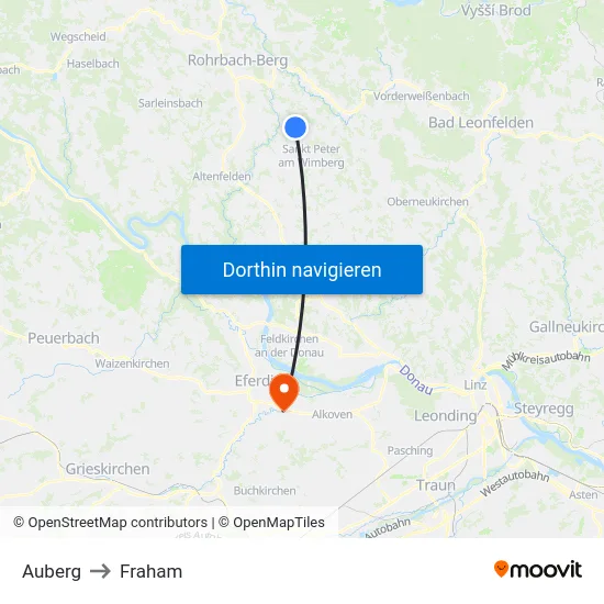 Auberg to Fraham map