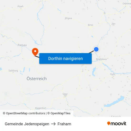 Gemeinde Jedenspeigen to Fraham map
