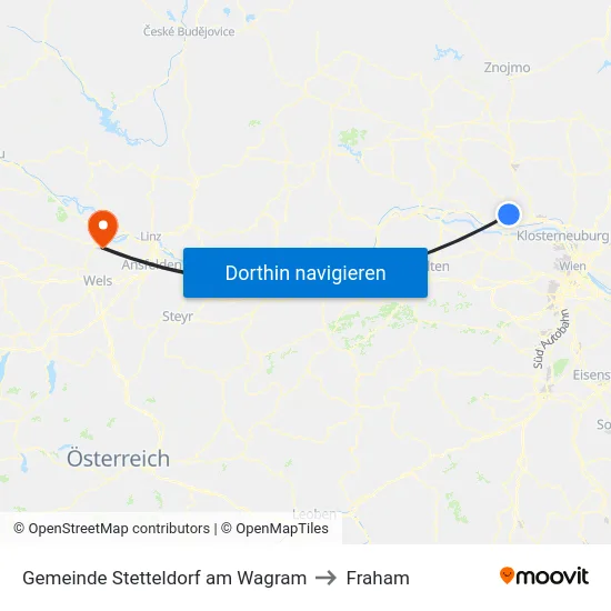 Gemeinde Stetteldorf am Wagram to Fraham map