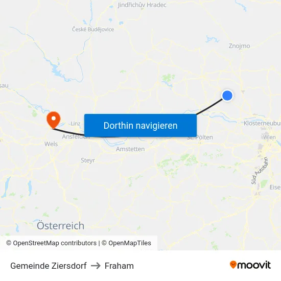 Gemeinde Ziersdorf to Fraham map