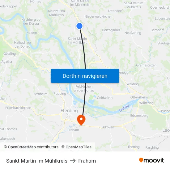 Sankt Martin Im Mühlkreis to Fraham map
