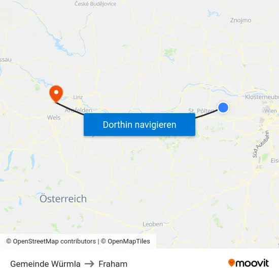 Gemeinde Würmla to Fraham map