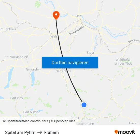 Spital am Pyhrn to Fraham map