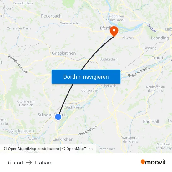 Rüstorf to Fraham map
