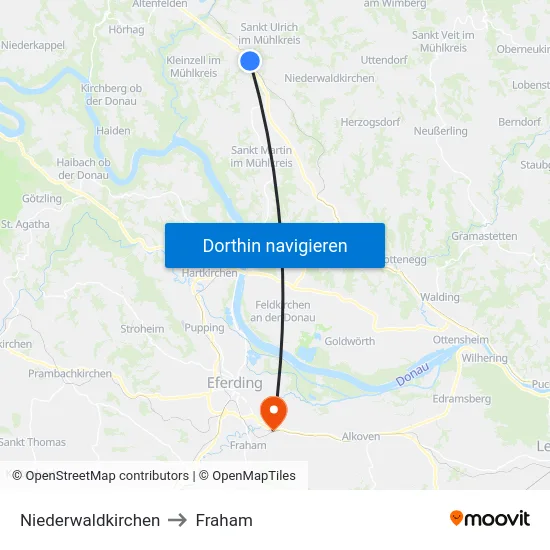 Niederwaldkirchen to Fraham map