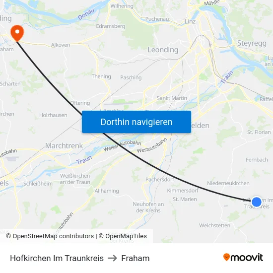 Hofkirchen Im Traunkreis to Fraham map