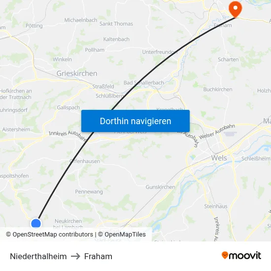 Niederthalheim to Fraham map