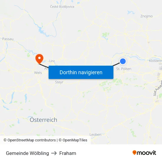 Gemeinde Wölbling to Fraham map
