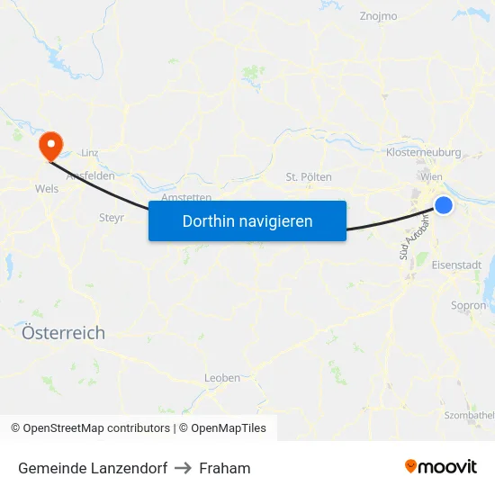 Gemeinde Lanzendorf to Fraham map