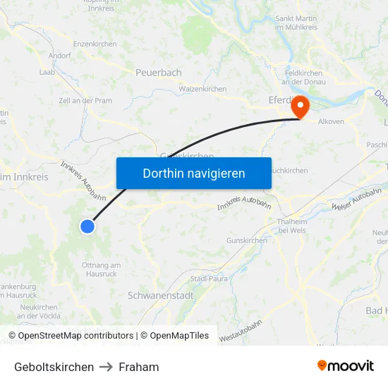 Geboltskirchen to Fraham map