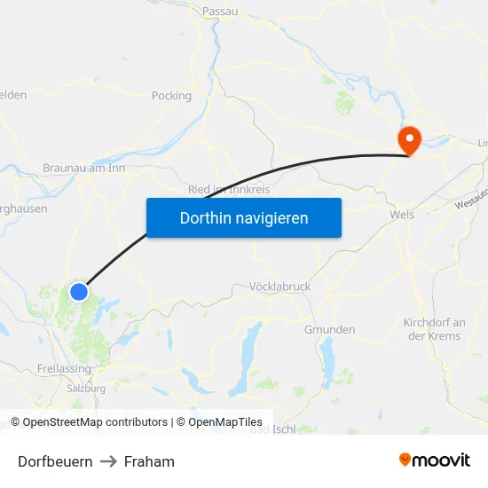 Dorfbeuern to Fraham map