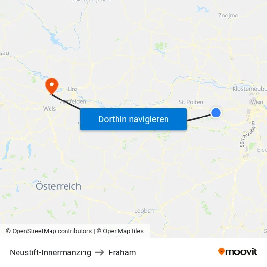 Neustift-Innermanzing to Fraham map