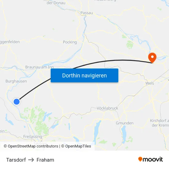 Tarsdorf to Fraham map