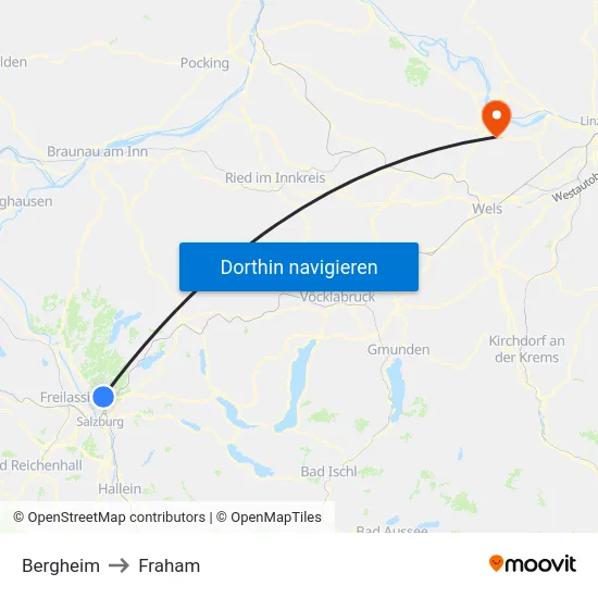 Bergheim to Fraham map