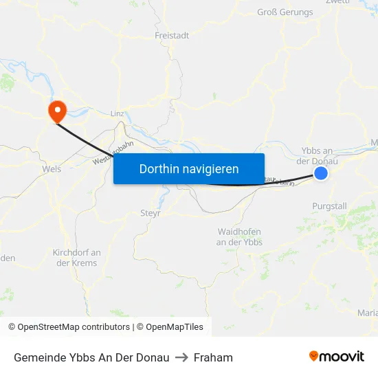 Gemeinde Ybbs An Der Donau to Fraham map