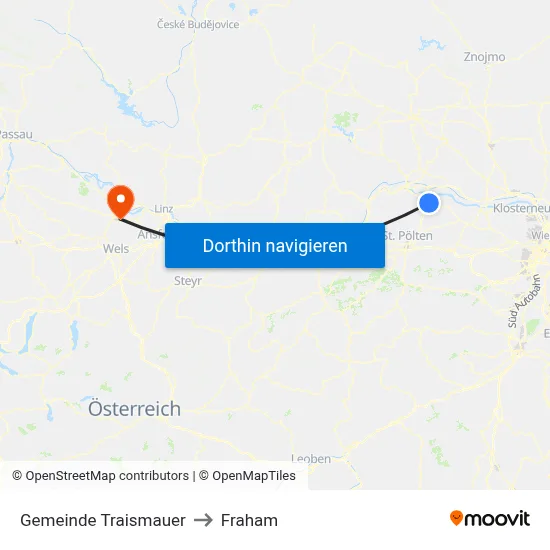 Gemeinde Traismauer to Fraham map
