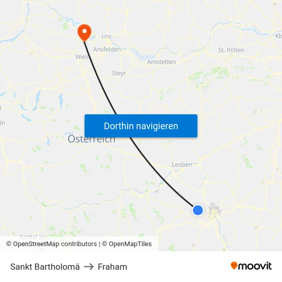 Sankt Bartholomä to Fraham map