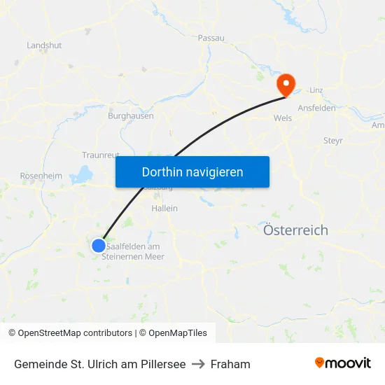 Gemeinde St. Ulrich am Pillersee to Fraham map