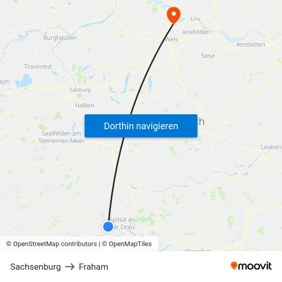 Sachsenburg to Fraham map