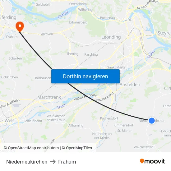 Niederneukirchen to Fraham map