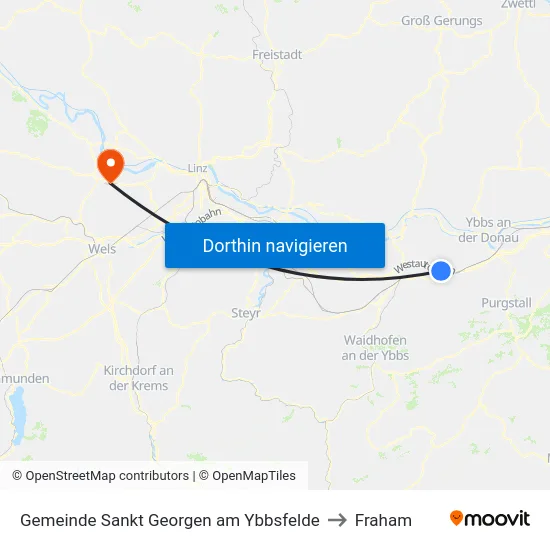 Gemeinde Sankt Georgen am Ybbsfelde to Fraham map