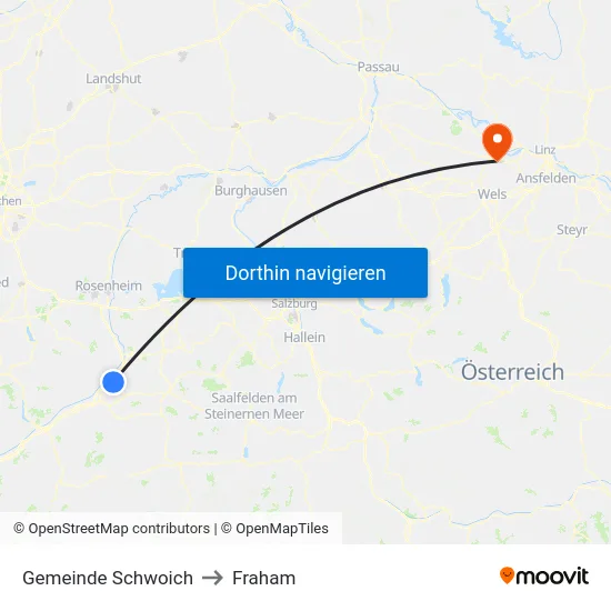 Gemeinde Schwoich to Fraham map