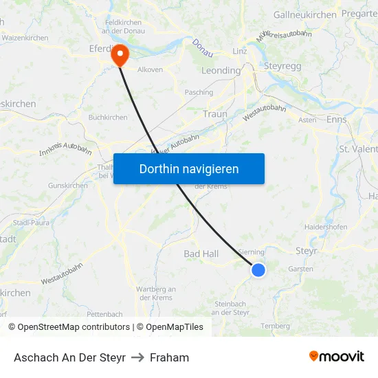 Aschach An Der Steyr to Fraham map