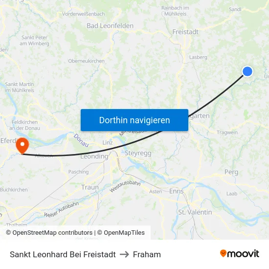 Sankt Leonhard Bei Freistadt to Fraham map