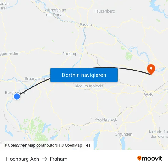 Hochburg-Ach to Fraham map