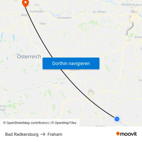 Bad Radkersburg to Fraham map