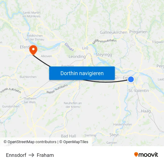 Ennsdorf to Fraham map