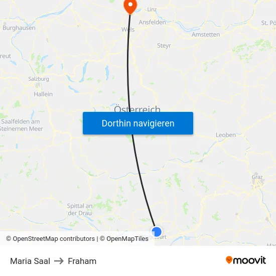 Maria Saal to Fraham map