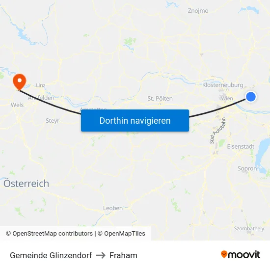 Gemeinde Glinzendorf to Fraham map