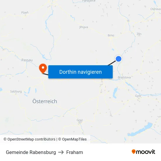 Gemeinde Rabensburg to Fraham map