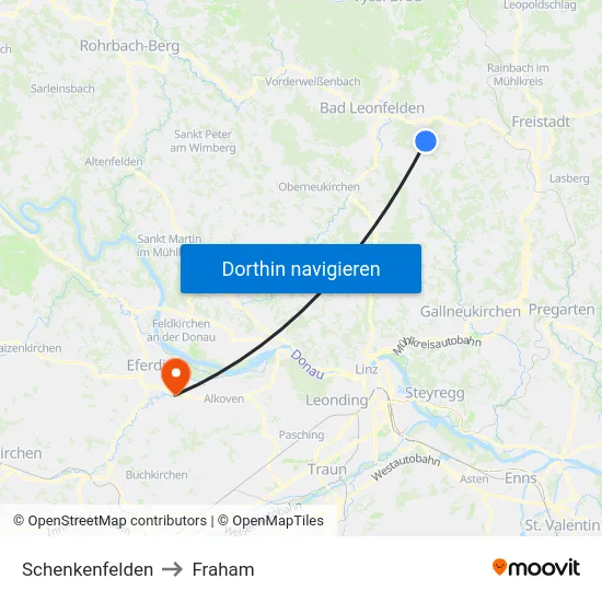 Schenkenfelden to Fraham map