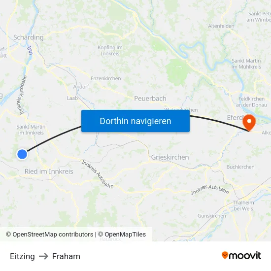 Eitzing to Fraham map