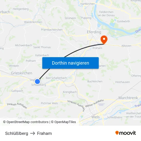 Schlüßlberg to Fraham map