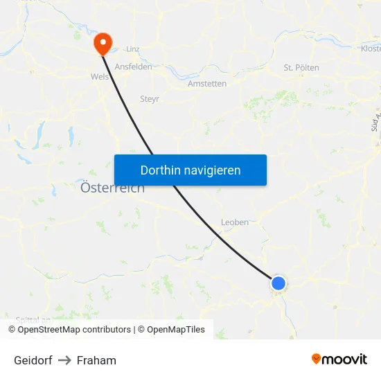 Geidorf to Fraham map