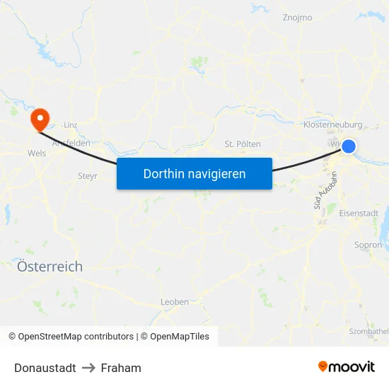 Donaustadt to Fraham map