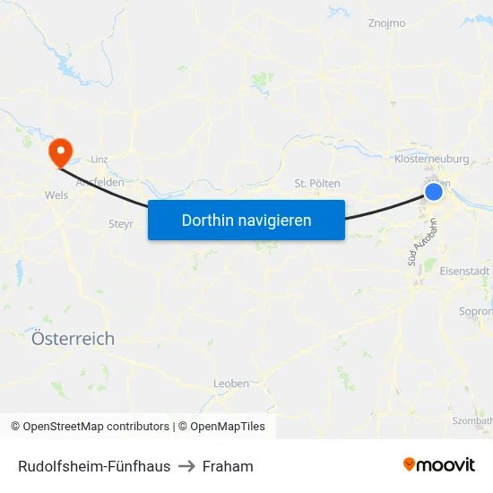 Rudolfsheim-Fünfhaus to Fraham map