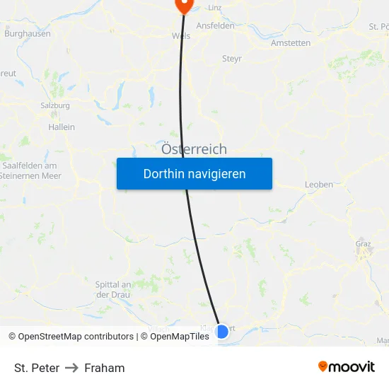 St. Peter to Fraham map