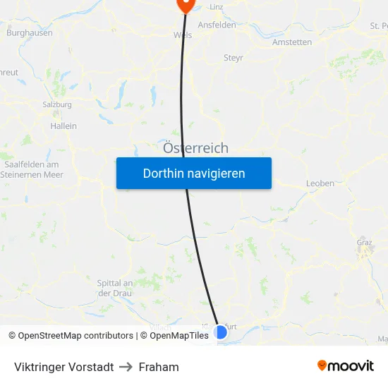 Viktringer Vorstadt to Fraham map