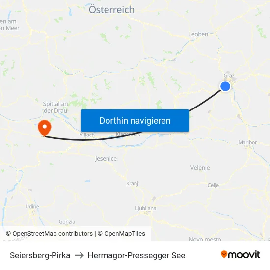 Seiersberg-Pirka to Hermagor-Pressegger See map