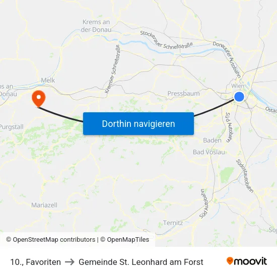10., Favoriten to Gemeinde St. Leonhard am Forst map