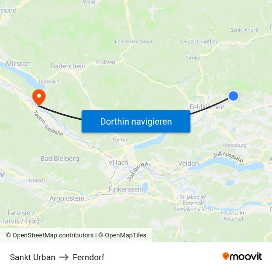 Sankt Urban to Ferndorf map
