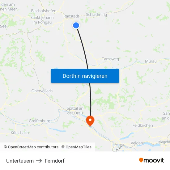 Untertauern to Ferndorf map