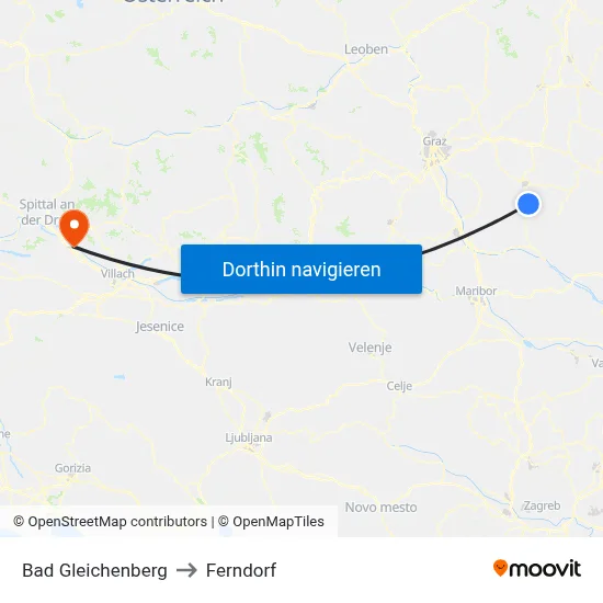 Bad Gleichenberg to Ferndorf map