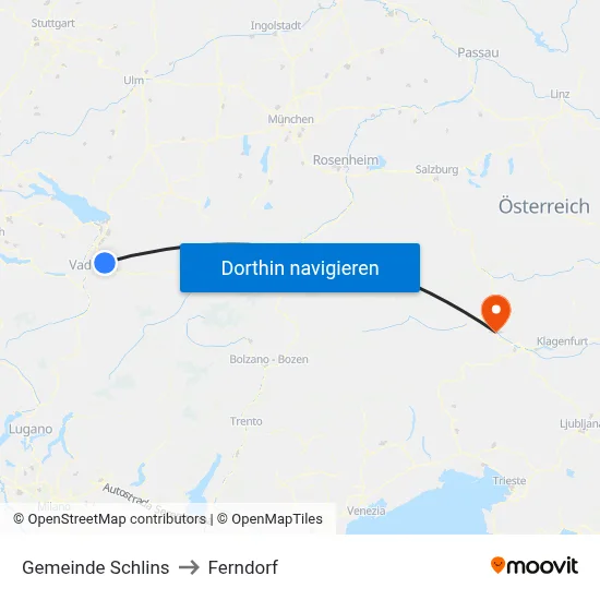 Gemeinde Schlins to Ferndorf map